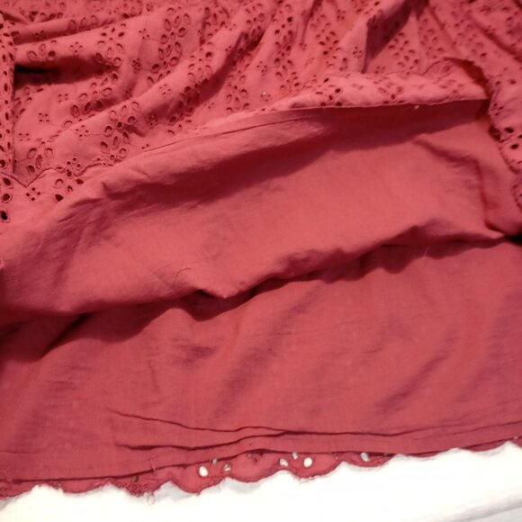Lane Bryant Womens Plus Sz 22/24 Burgundy Eyelet Off-Shoulder Blouse 100% Cotton - Picture 8 of 11